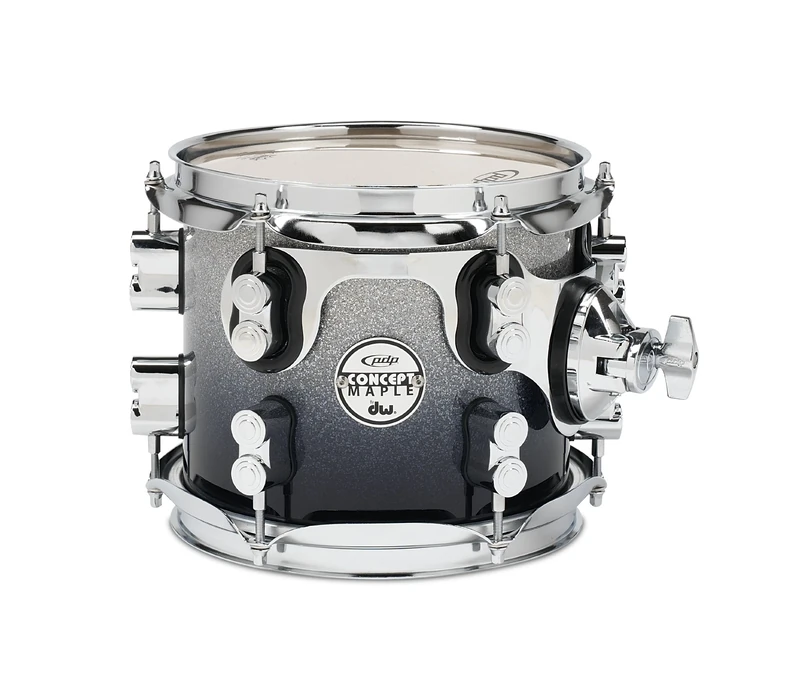 Pacific Drums Concept Maple Tom, 8" x 7", Silver to Black Fade Lacquer