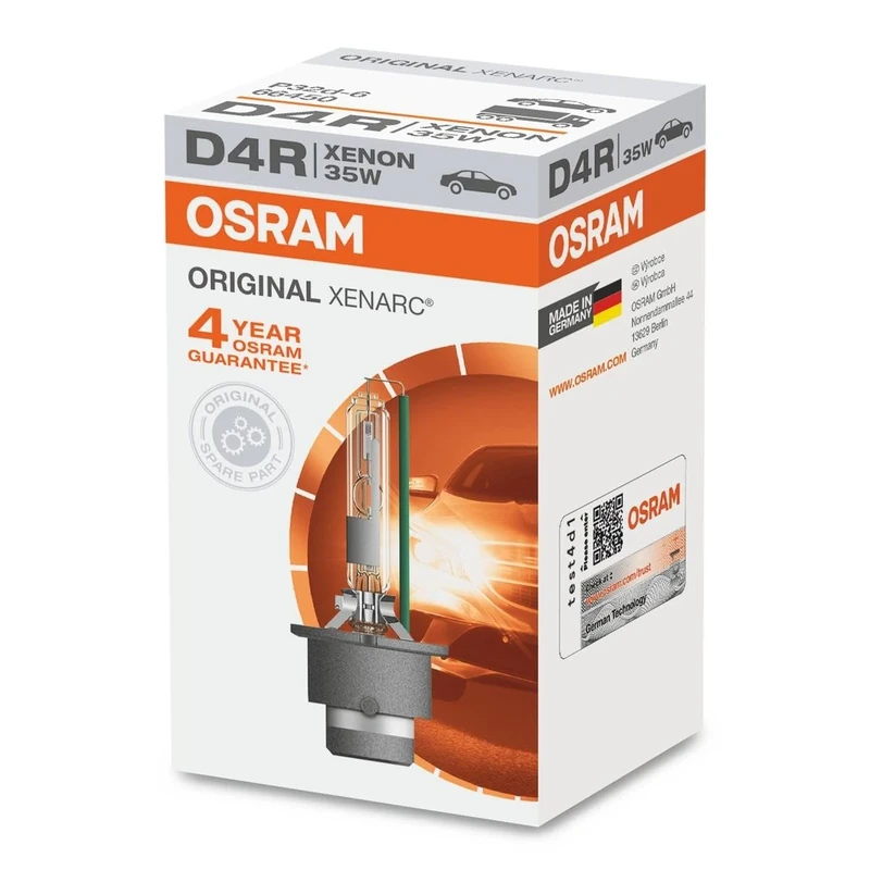 OSRAM XENARC ORIGINAL D4R xenon headlamp bulb 66450 +100% 4150K 1 piece in folding box, Blue-white