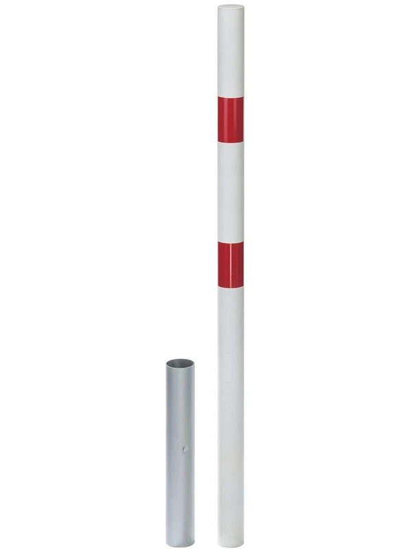 GAH-Alberts Stabo 782139 Barrier Post Without Eyelets/Removable/for Embedding in Concrete/Diameter 60 mm/Height 1,000 mm/White with 2 Reflective Red Rings