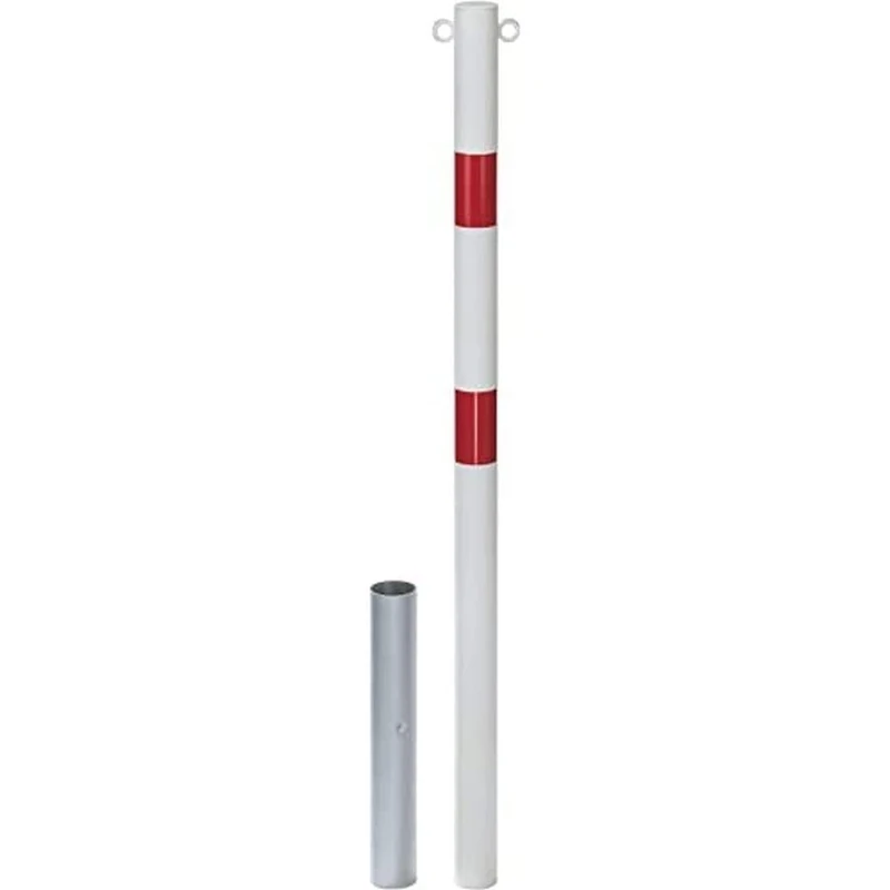 GAH-Alberts Stabo 782153 Barrier Post 2 Eyelets/Removable/for Embedding in Concrete/Diameter 60 mm/Height 1,000 mm/White with 2 Reflective Red Rings - Image 1