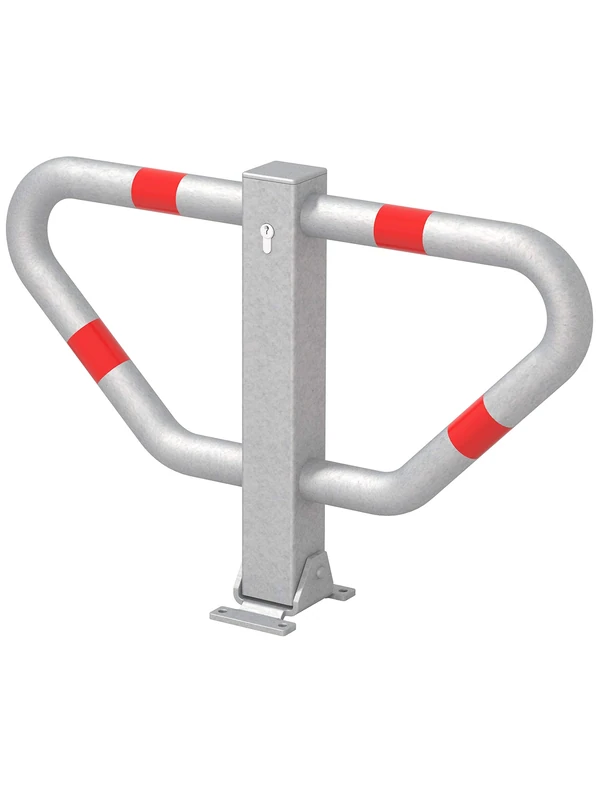 GAH-Alberts Stoppyl 770112 Parking Space Bracket, Profile Cylinder Lock, Hot-Dip Galvanised, Screw-On, with Red Rings, 450 x 750