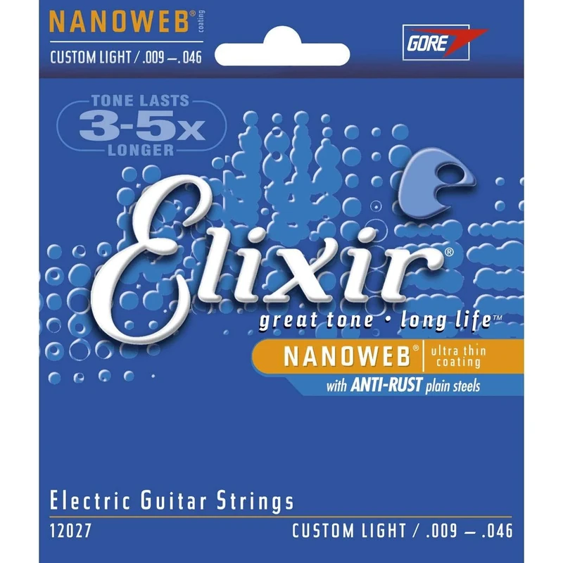 Elixir 12027 Nanoweb Coated Guitar Strings - Light 9-46, 2 Pack USA