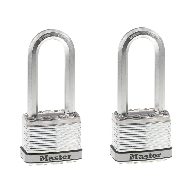 Master Lock M5XTLJ Magnum Laminated Steel Padlock, Twin Pack Keyed, Silver, 2 Pack