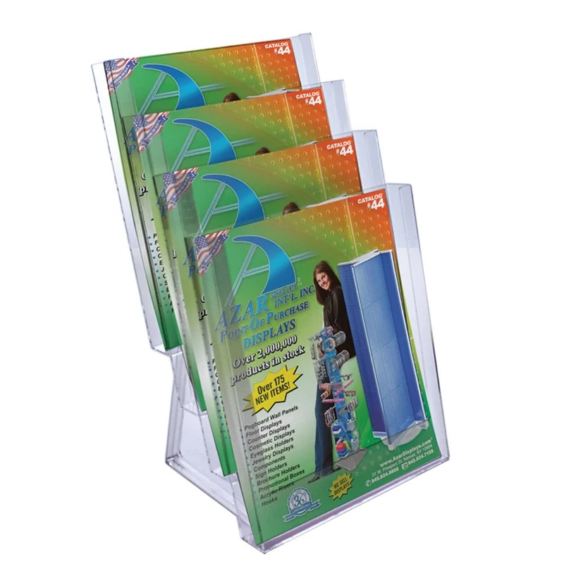 Azar Displays Azar 252311 Four-Tier Letter Size Brochure Holder for Counter, 2-Pack