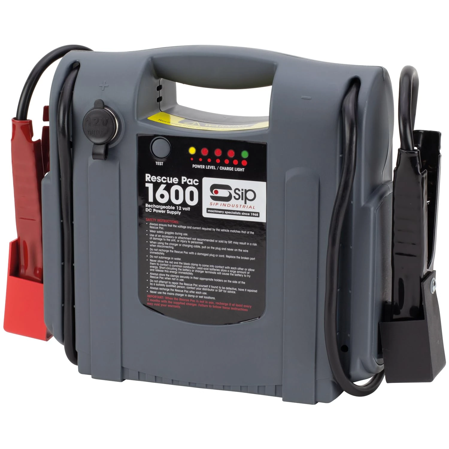 SIP Rescue Pac 1600 Battery Booster Jump Starter Power Pack 12V 1600A