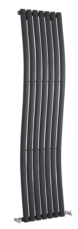 Hudson Reed HLA95 Revive | Modern Bathroom Vertical Designer Single Panel Wave Radiator, 1785mm x 413mm, Anthracite, Set of 2 Pieces