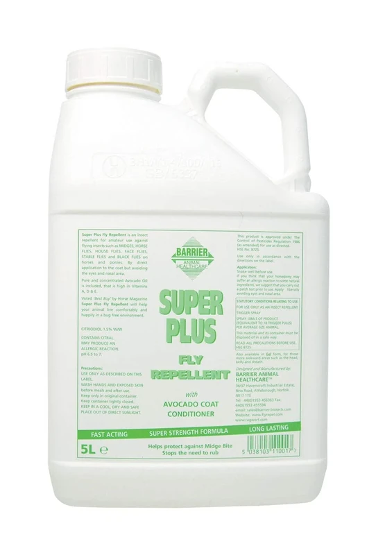 Barrier Animal Healthcare Super Plus Fly Repellent with Avocado Coat Conditioner for Horses 5 Litre