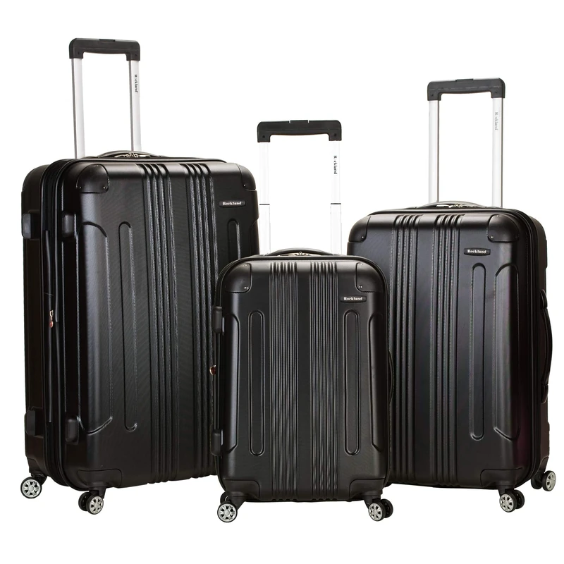 Rockland London Hardside Spinner Wheel Luggage, Black, 3-Piece Set (20/24/28), London Hardside Spinner Wheel Luggage