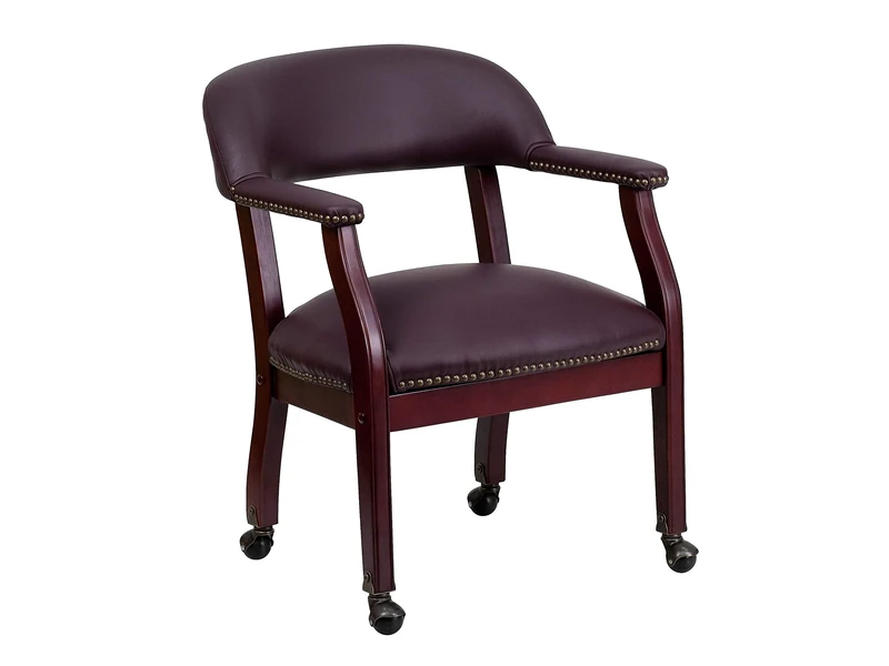 Flash Furniture Diamond Burgundy LeatherSoft Conference Chair with Accent Nail Trim and Casters