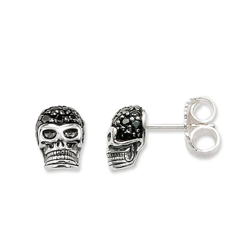 Thomas Sabo Women Stud Earrings Skull blackened 925 Sterling Silver H1772-051-11