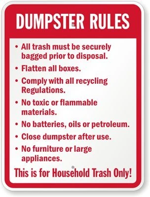 SmartSign "Dumpster Rules - Keep Area Clean" Sign | 18" x 24" 3M High Intensity Grade Reflective Aluminum