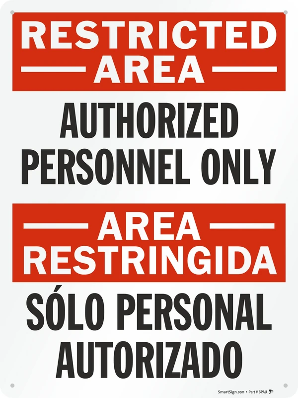 SmartSign "Restricted Area - Authorized Personnel Only" Bilingual Sign | 18" x 24" Aluminum - Image 1