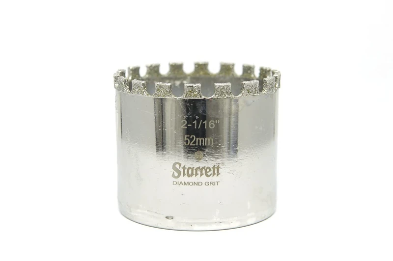 Starrett Diamond Grit Hole Saw - D0216 Ceramic and Tile Drill Cutter - For Brick Glass Marble Slate Stone Porcelain - 52mm (2.1/16 inch)