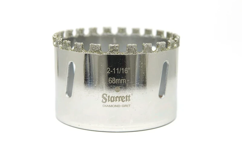 Starrett Diamond Grit Hole Saw - D68MM Ceramic & Tile Drill Cutter - For Brick Glass Marble Slate Stone Porcelain - 68mm (2.11/16-inch)