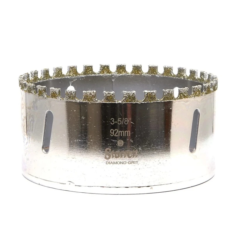 Starrett Diamond Grit Hole Saw 92mm - For Ceramic, Tile, Brick, Glass, Marble, Slate, Stone, Porcelain