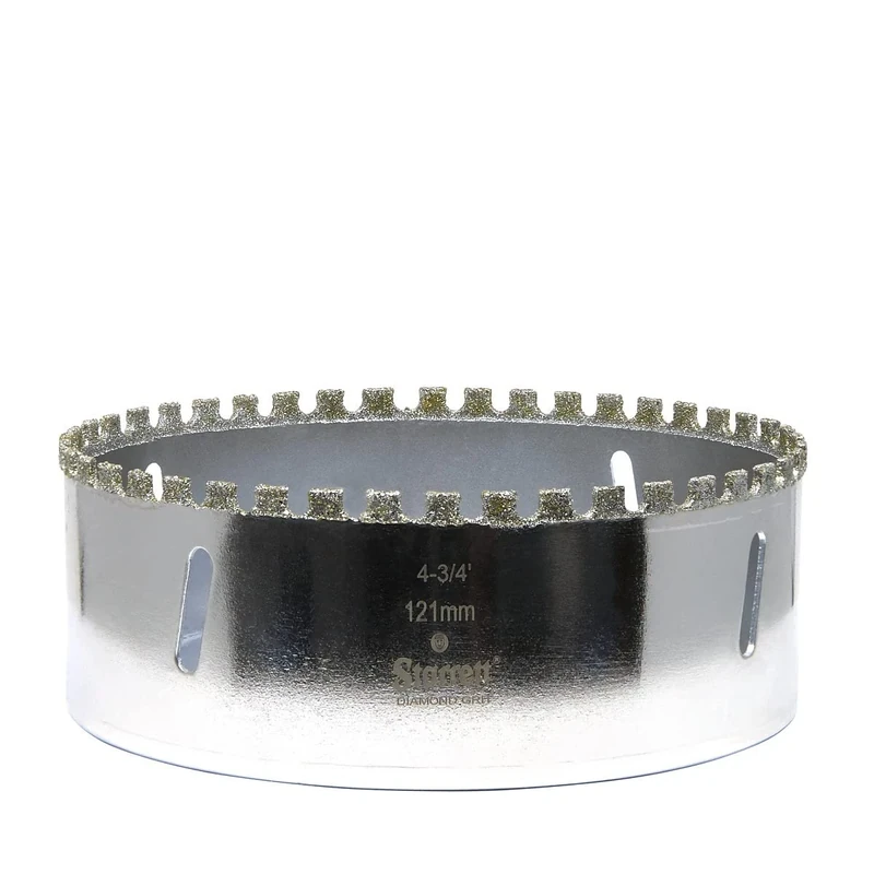 Starrett Diamond Grit Hole Saw - D0434 Ceramic and Tile Drill Cutter - For Brick Glass Marble Slate Stone Porcelain - 121mm (4.3/4 inch)