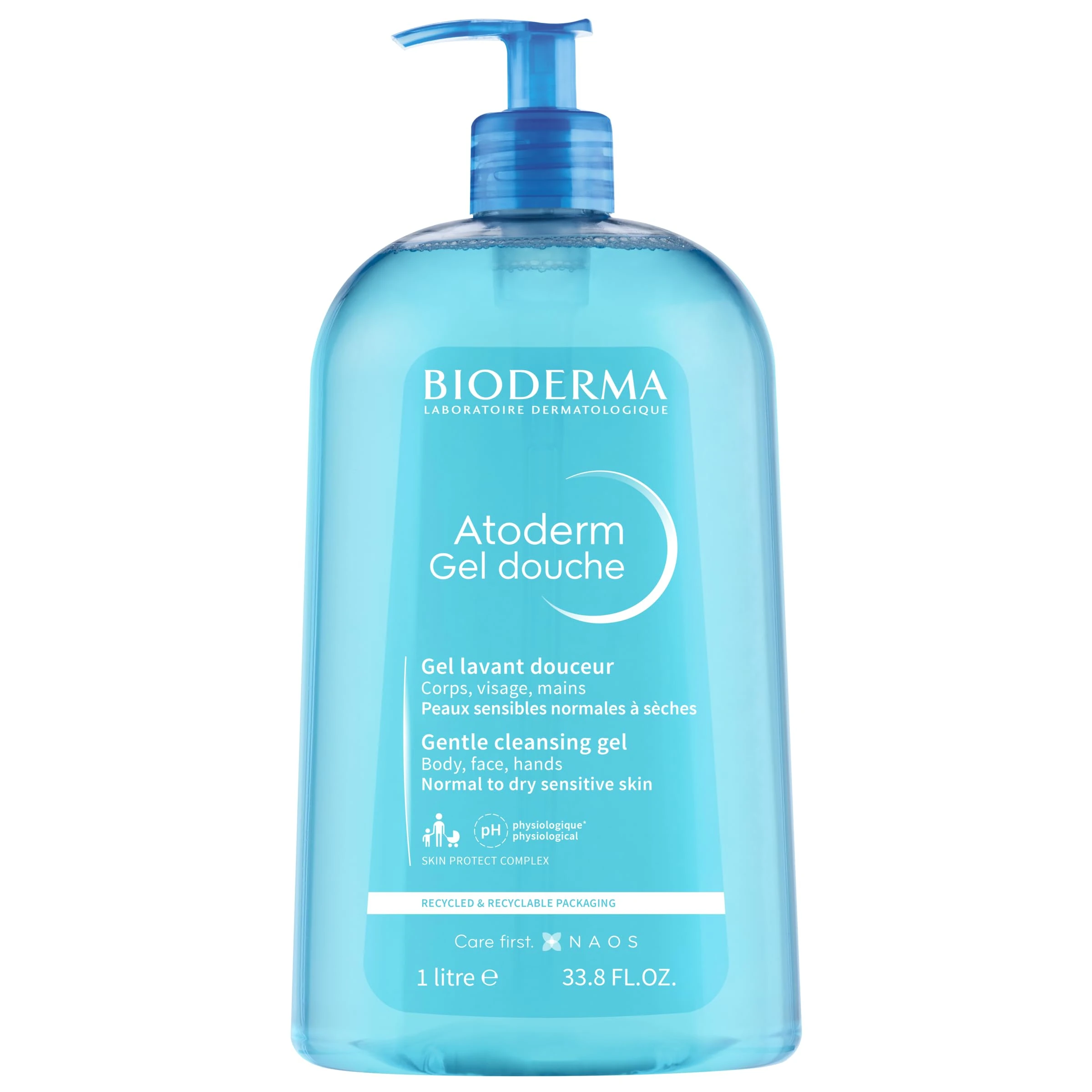 Bioderma Atoderm Shower Gel - Body Wash for Normal, Dry & Sensitive Skin, Gentle Cleanser that Softens & Protects Skin, Soap Free, Subtle Fragrance - 1L