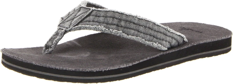 Sanuk Men's Fraid Not Flip Flops, Grey Charcoal, 9 UK