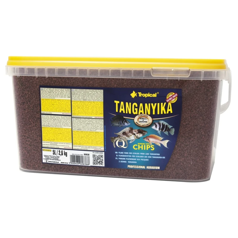 TANGANYIKA CHIPS 5L / 2,6kg - premium sinking food for large carnivorous cichlids (krill, squid, spirulina & vitamin c)