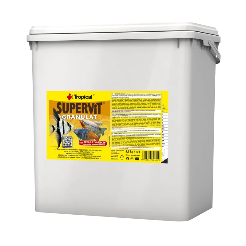 SUPERVIT GRANULAT 10L / 5,5kg - sinking granules for omnivorous & carnivorous fish (immune support, growth & color enhancement)