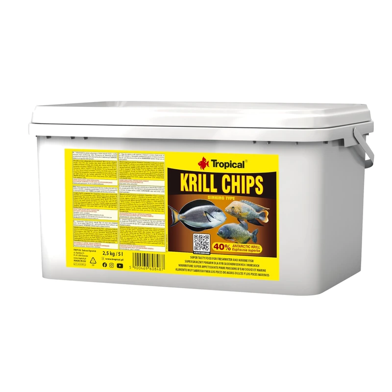 KRILL CHIPS 5L / 2,5kg - high-protein, color-enhancing food with 40% antarctic krill for freshwater & marine fish
