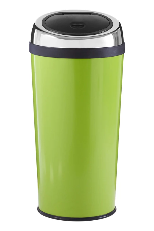 Premier Housewares Touch Top Poubelle 30Ltr, - Bacs à Ordures en Acier Inoxydable Émail Vert Citron- Seau Intérieur en Plastique