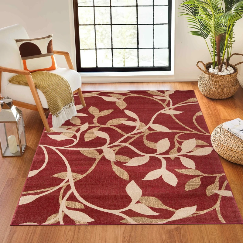 Livabliss Rouvrel Abstract Rug - Area Rugs Living Room 160x230 cm, Dining Room, Lounge, Kitchen, Bedroom - Modern Marble Large Rug, Soft Luxurious Easy Care Medium Pile, Burgundy, Beige, Brown