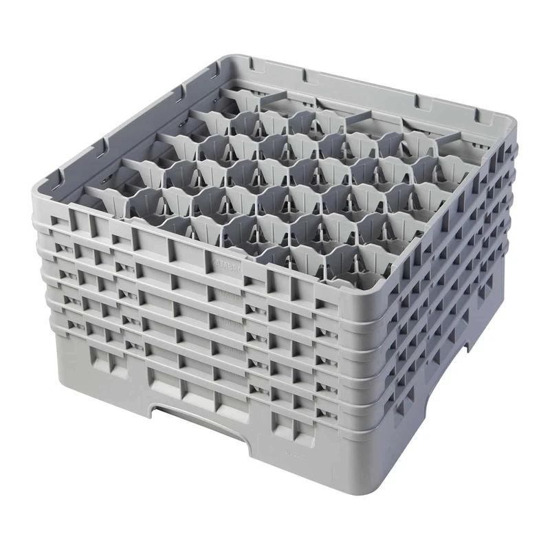 Cambro 30S958 Camrack Polypropylene Baskets for Stems and Tumblers with 30 Compartments, 1/1 Size, Grey, 7.94 cm Diameter, 25.7 cm Maximum Height, Pack of 2