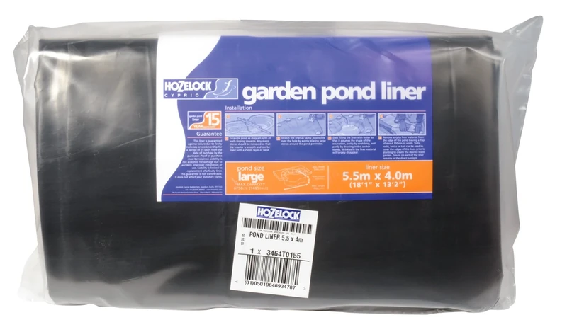 HOZELOCK - Pond Liner Size XL (5.5m x 4m) : Ideal for Small Ponds and Koi Pools, Robust and Durable Liner [3464T0155], Black
