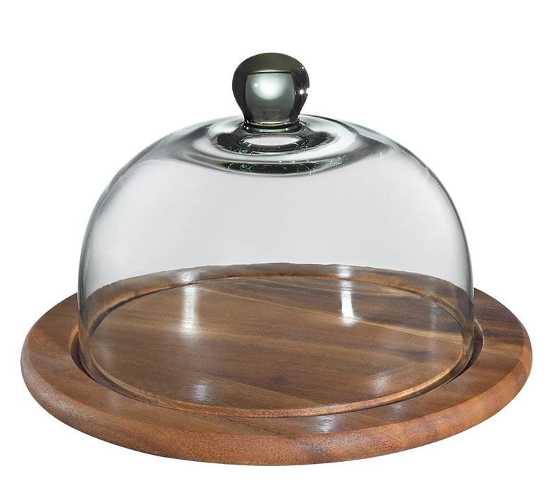 Zassenhaus cheese dome with glass cover, acacia, Ø 30 x 20 cm
