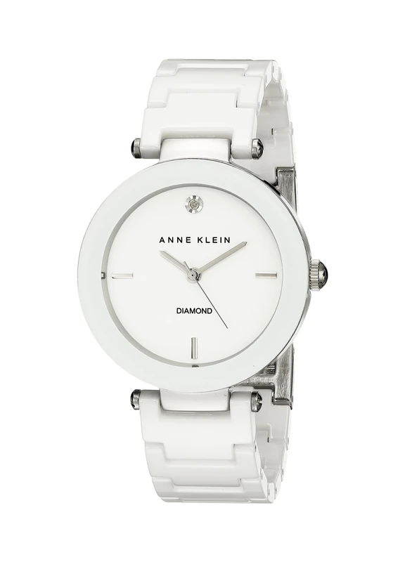Anne Klein Women's AK/1019WTWT Silver-Tone and White Ceramic Bracelet Watch