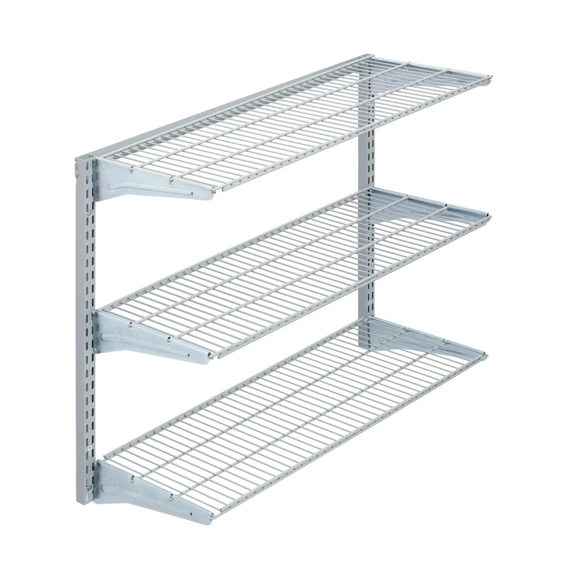 Storability Triton Products 1795 34-inch Length by 32-Inch Height Wall Mount Shelving Unit with 3-Wire Shelves - Image 1