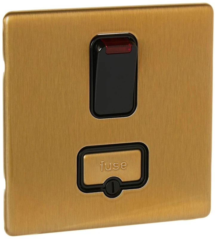 MK Aspect K24961SAGB 13A Switched Connection Unit Double Pole with Neon - Satin Gold