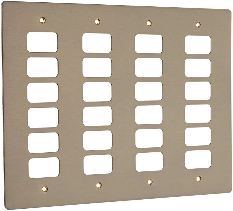 MK Edge K14354BRC 24-Module Grid Frontplate with Frames - Brushed Chrome