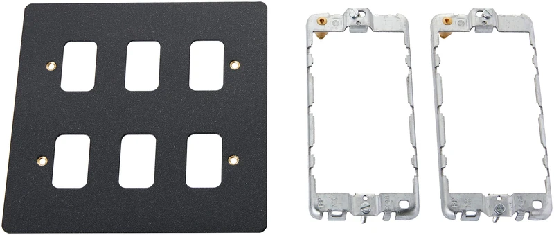 MK Edge K14346LBK 6-Module Grid Frontplate - Lustrous Black