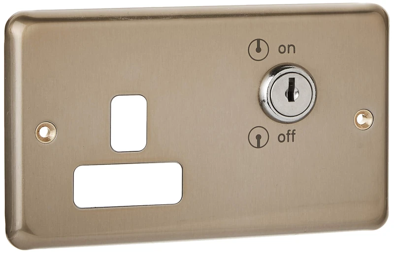 MK K2949SAG 13A Key Operated Socket Outlet/Switch - Satin Gold