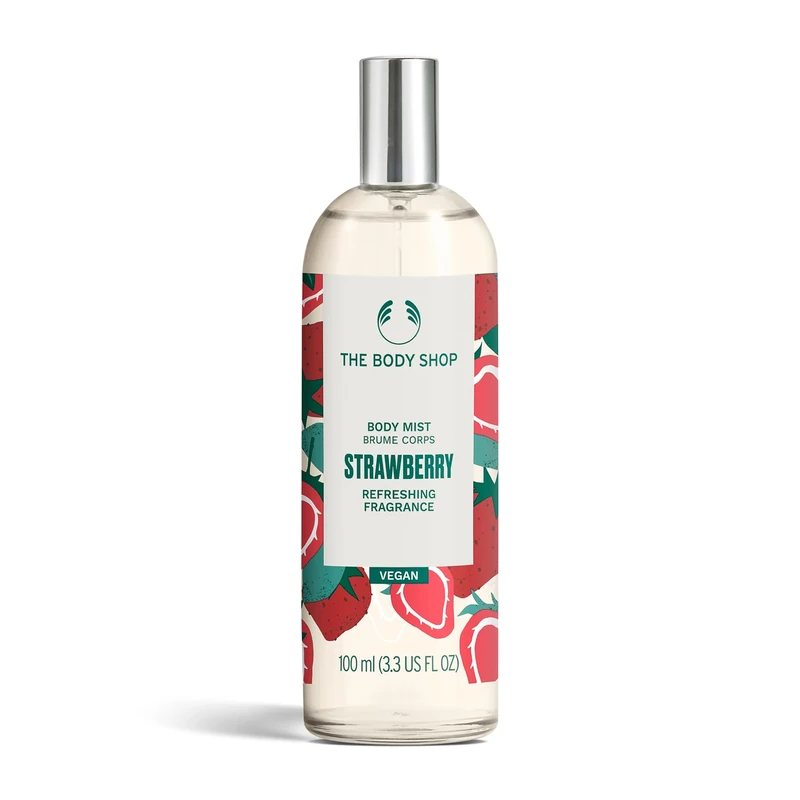 The Body Shop Strawberry Body Mist (1x 100ml), Refreshing Sweet Body Mist for Women, Fruit-Scented Mist with 97% Natural-Origin Ingredients, Everyday Body Spray, Vegan Body Care