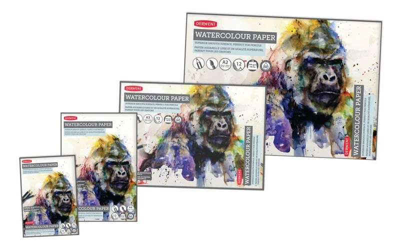 Derwent A2 Watercolour Paper Pad - 12 Sheets 300gsm Acid-Free
