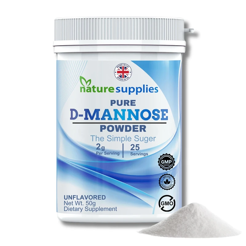 D Mannose Powder 50g Pack - Pure D-Mannose for Natural Support - (NOT D Mannose Capsules or Tablets) GMO Free, Vegan Friendly, No Chemicals - High Strength Dmannose Supplement by Naturesupplies