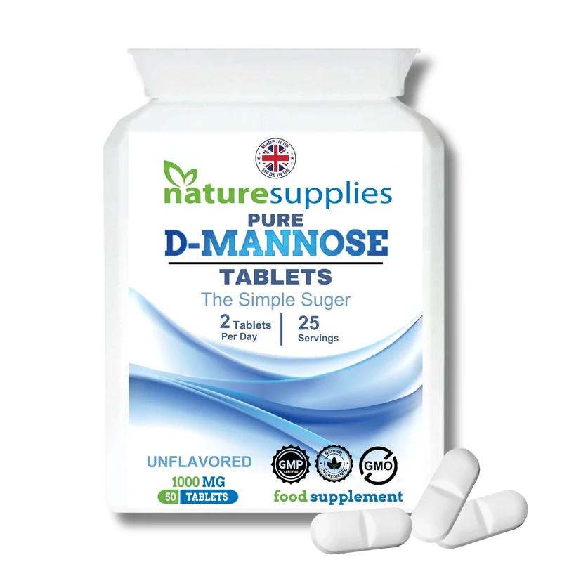 D Mannose Tablets 1000mg - 50 Pack Dmannose Tablets - (Not D Mannose Capsules or Powder) - Suitable for Vegetarians and Vegans - High Strength D-Mannose Supplement from Naturesupplies