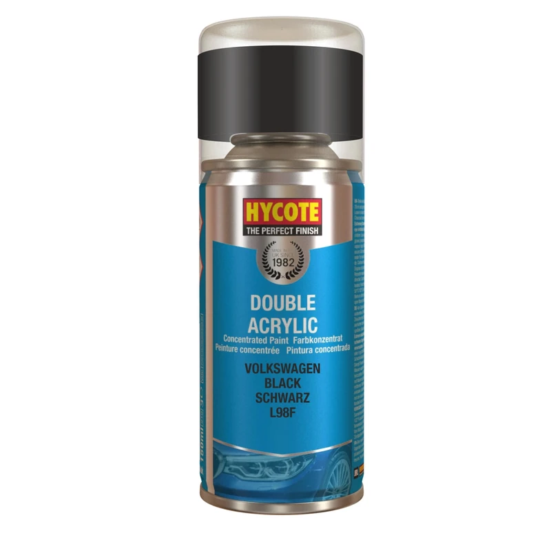 Hycote Double Acrylic Aerosol Car Spray Paint, Volkswagen - Black, 150 ml