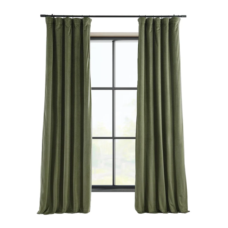 HPD Half Price Drapes Signature Velvet Blackout Curtains 96 Inch Long Thermal Light Blocking Blackout Curtain for Bedroom and Living Room (1 Panel) 50x96 Inch Hunter Green