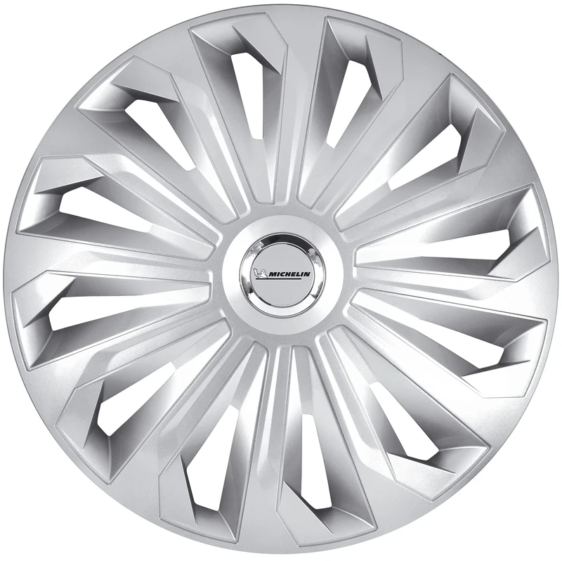 Michelin 41006 Hubcaps 15 Inch Universal Hubcaps Monique Set of 4 For Cars ABS Plastic | Silver with chrome ring, set of 4