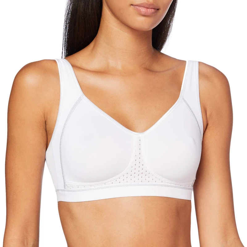 Susa Women's Damen Sport-BH ohne Bügel 7316 Bra, White (White 003), 38DD