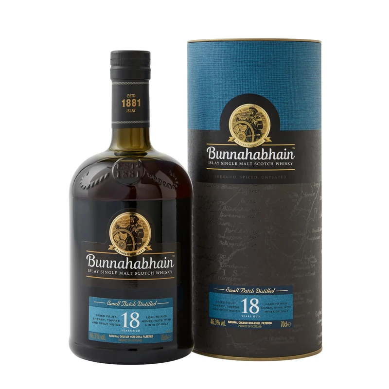Bunnahabhain 18 Year Old Islay Single Malt Scotch Whisky, 70cl | 46.3% ABV | Sherried, Oaky, Fruity, Unpeated Islay Whisky | Islay Single Malt Whisky