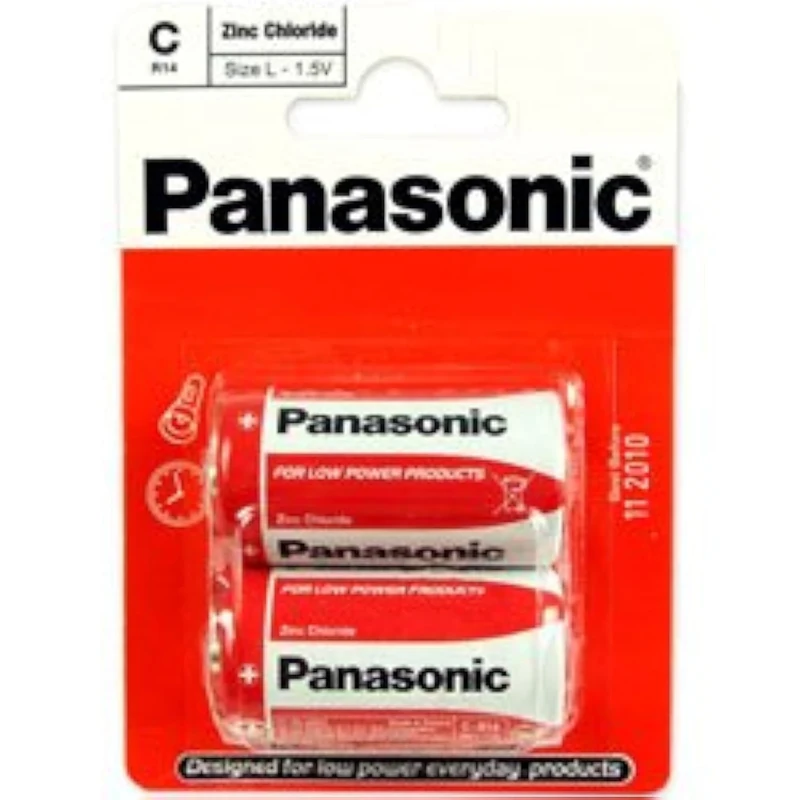 Panasonic R14RZ-2BP Zinc Chloride C Size Battery - 2 Packs