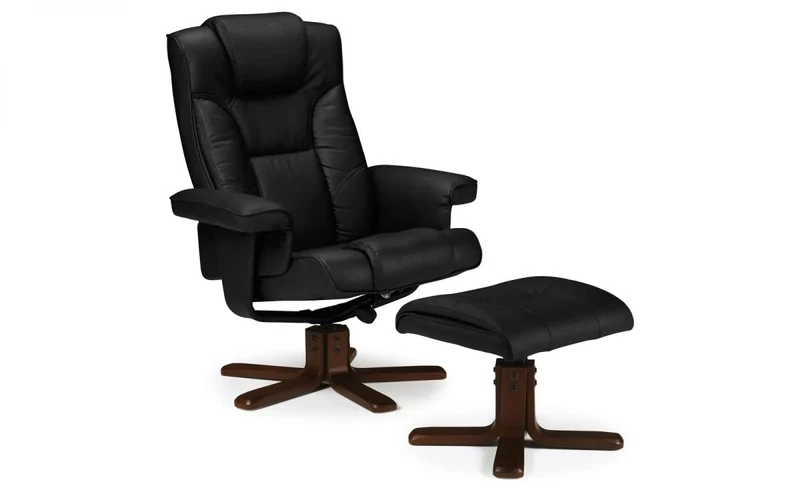 Julian Bowen Black Fabric Malmo Recliner and Footstool