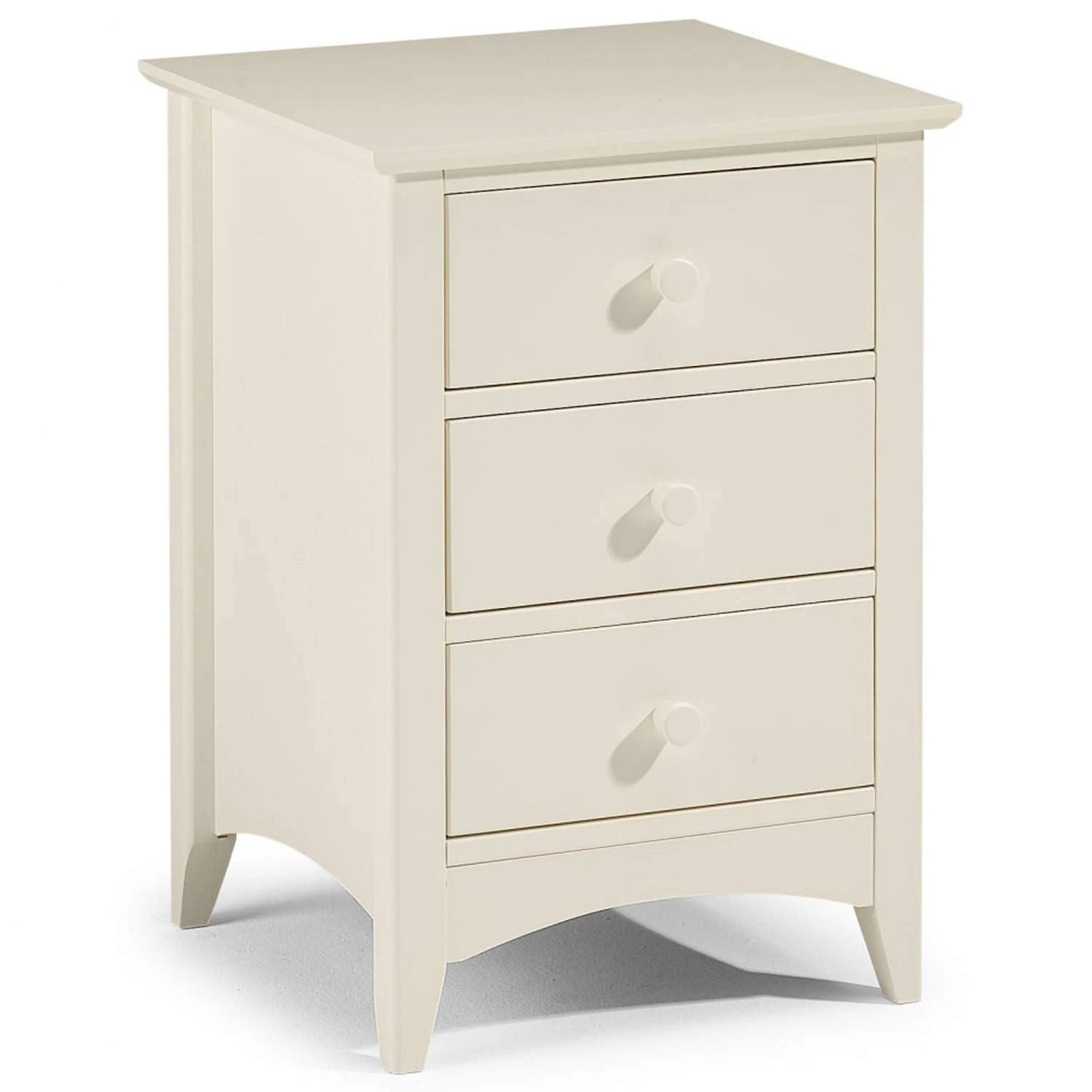Julian Bowen Stone White Wood Cameo 3 Drawer Bedside Table