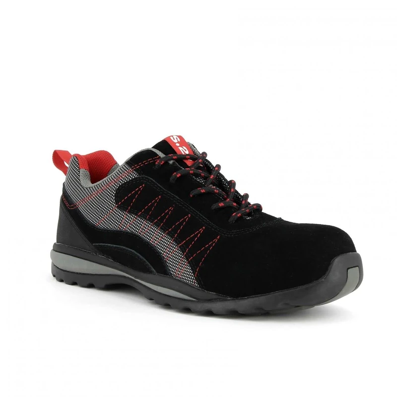 Générique Low Shoe ZEPHIR S1P - S 24 BOSSI INDUSTRIE - Suede Split Leather Black/Grey Canvas - Size 42-5122-42