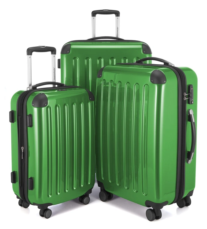 Hauptstadtkoffer Alex 3-Piece Suitcase Set – Cabin Suitcase 55 cm, Medium Suitcase 65 cm & Large Travel Suitcase 75 cm, ABS/PC Hard Shell, TSA Lock, Green